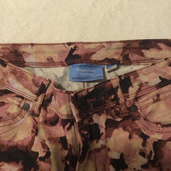 Simply Vera Vera Wang Pants Purple Floral Skinny Size 4 - Picture 2 of 11